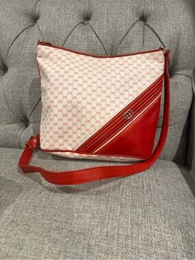 Vintage Gucci Red and white GG Monogram Crossbody Bag